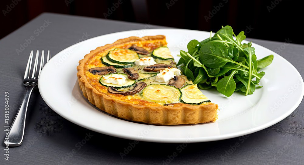French vegetable quiche with zucchini, mushrooms, and goat cheese French vegetable quiche with zucchini, mushrooms, and goat cheese