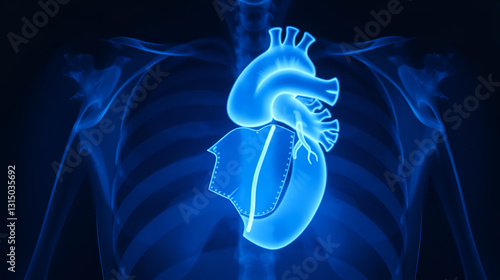 Film x-ray show Boot shape heart is the shape of tetralogy of fallot the congenital heart disease for medical and technology concept