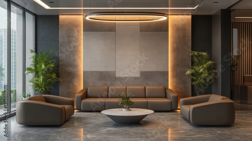 Executive waiting area with stylish decor modern office interior design contemporary setting gigapixel quality