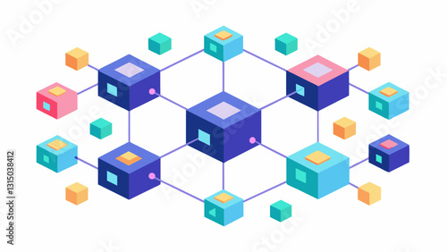 The blockchain data chain is like a digital backbone with each block providing support and structure for the seamless flow of information.. Vector illustration