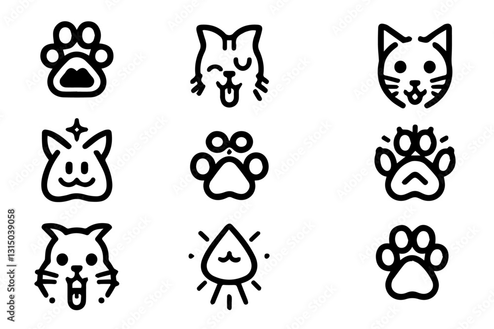 Fototapeta premium Minimalist Cat Icons - Clean and Spacious