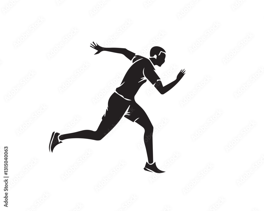 silhouette of runner on sprint men on white, Vector. silhouette of runner on sprint men on white, Vector.