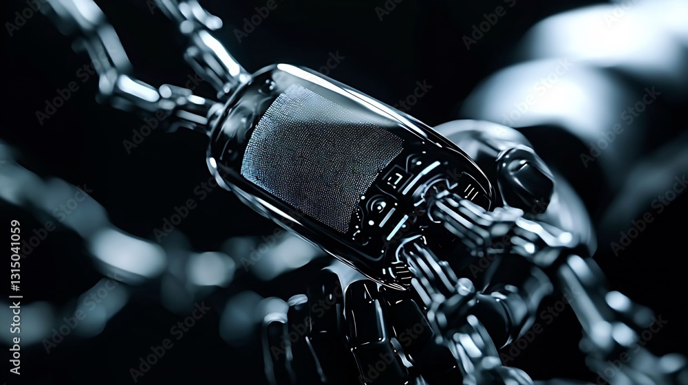 Robotic Hand Holds Chained Phone Robotic Hand Holds Chained Phone