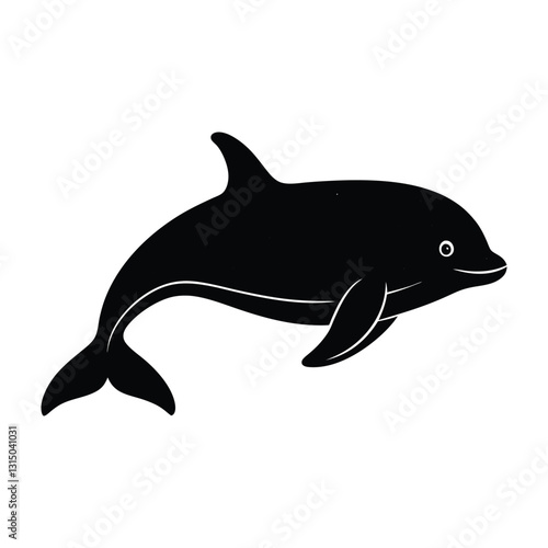 Beluga Whale Silhouette Swimming With Rounded Forehead Visible On White Background