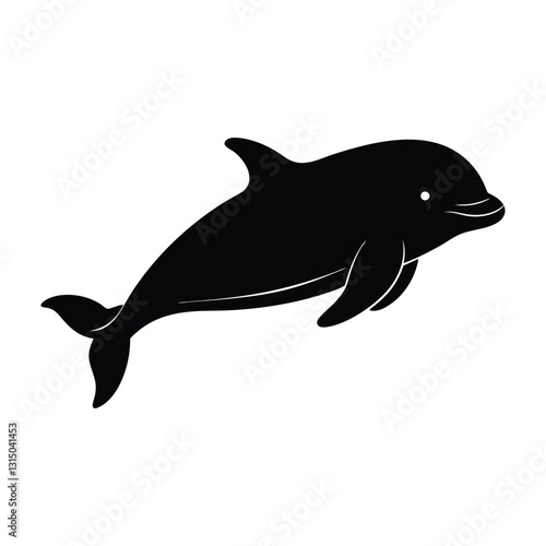 Beluga Whale Outline Silhouette With Rounded Forehead On White Background