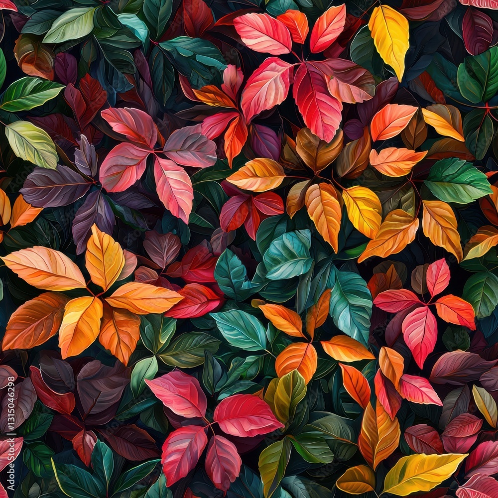 A beautiful bunch of colorful leaves displaying rich hues of autumn in a natural setting Seamless Texture A beautiful bunch of colorful leaves displaying rich hues of autumn in a natural setting Seamless Texture