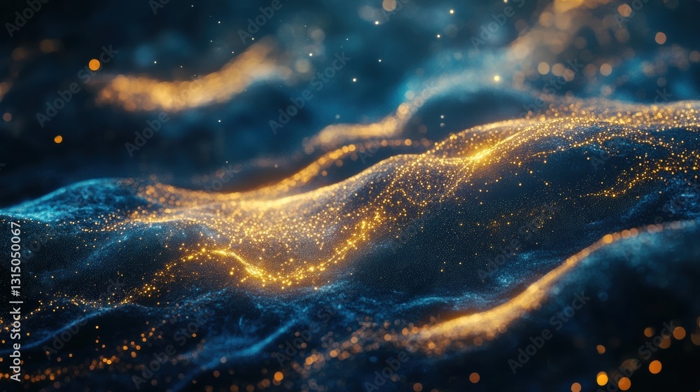 Fototapeta premium Abstract AI Brain Simulation with Data Particle Wave