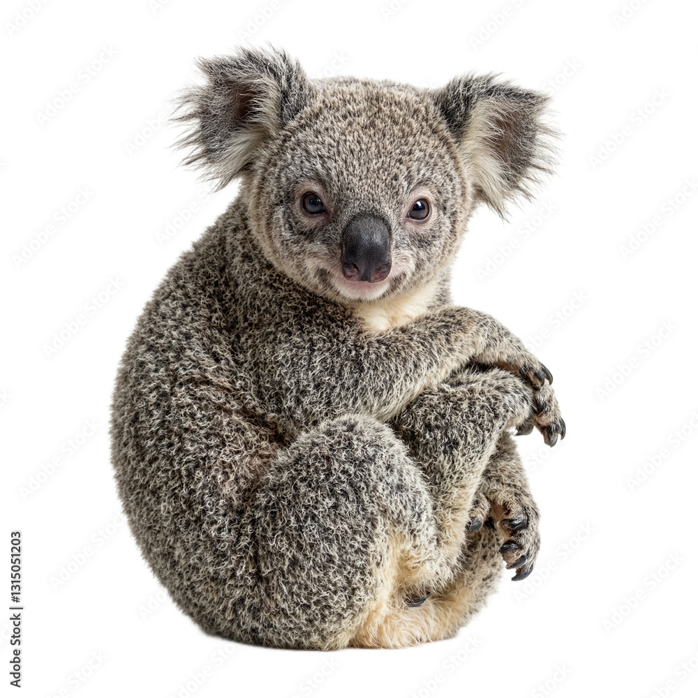 Obraz premium Adorable baby koala nestled in its mothers arms showcasing fluffy gray fur and a sweet innocent gaze