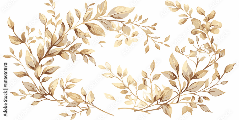 Naklejka premium Elegant flat leaves icons set in floral style – botanical vector design.