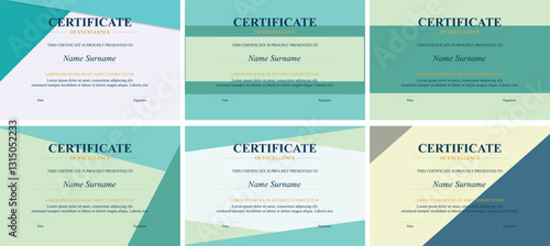 Six pastel certificate templates