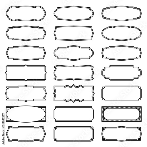Set of simple vintage style frames transparent background 