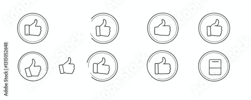 Thumbs up and book linear icons set | minimalist vector.
