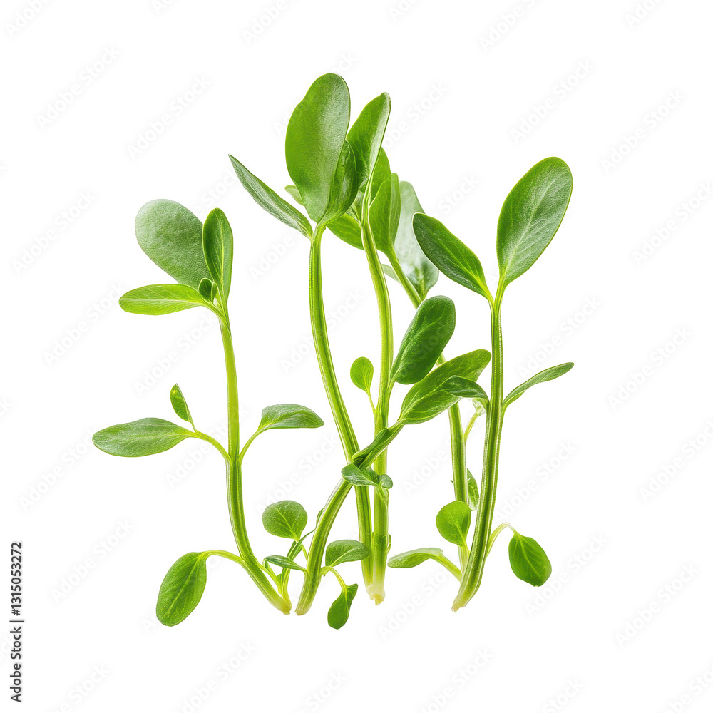 Fresh snow pea sprouts on Transparent background showcasing their vibrant green color and delicate structure, Snow pea sprouts isolated on PNG background Fresh snow pea sprouts on Transparent background showcasing their vibrant green color and delicate structure, Snow pea sprouts isolated on PNG background