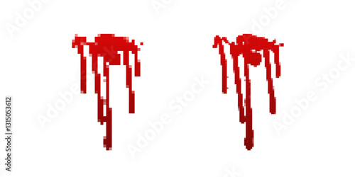 Red paint drips create abstract patterns with vivid colors. the image showcases artistic expression.