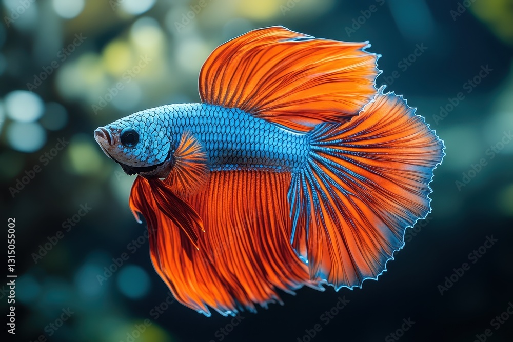 Fototapeta premium Colorful betta fish swimming gracefully in a serene underwater environment