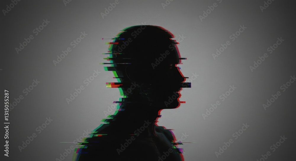 Fototapeta premium Deconstructed Silhouette in Cyberpunk Glitch