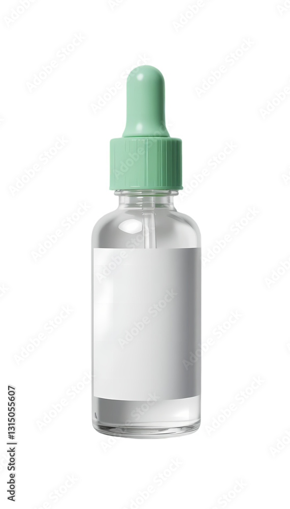 Transparent Serum Dropper Bottle with Green Cap on Transparent Background Transparent Serum Dropper Bottle with Green Cap on Transparent Background