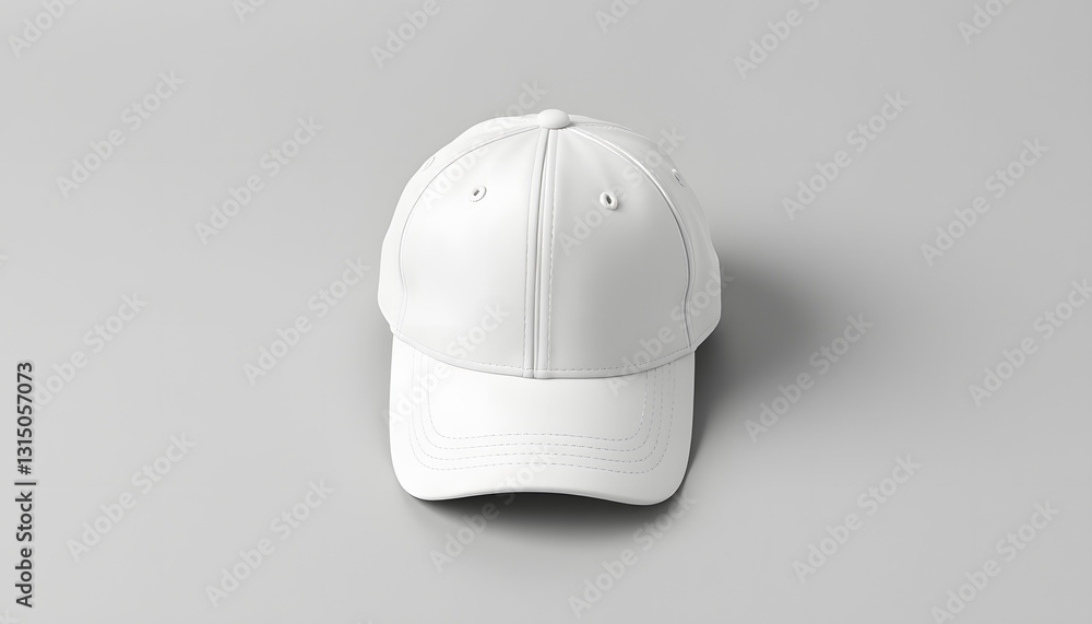 White baseball cap mockup on a grey background, simple style. with white shades White baseball cap mockup on a grey background, simple style. with white shades