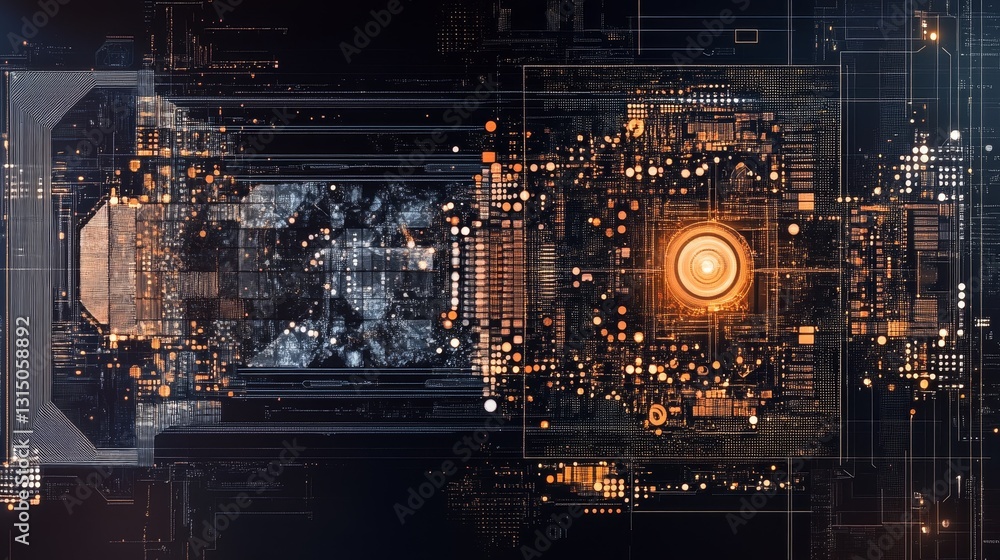 A captivating abstract digital technology background featuring intricate circuits and glowing elements, perfect for web design or tech-related projects. A captivating abstract digital technology background featuring intricate circuits and glowing elements, perfect for web design or tech-related projects.