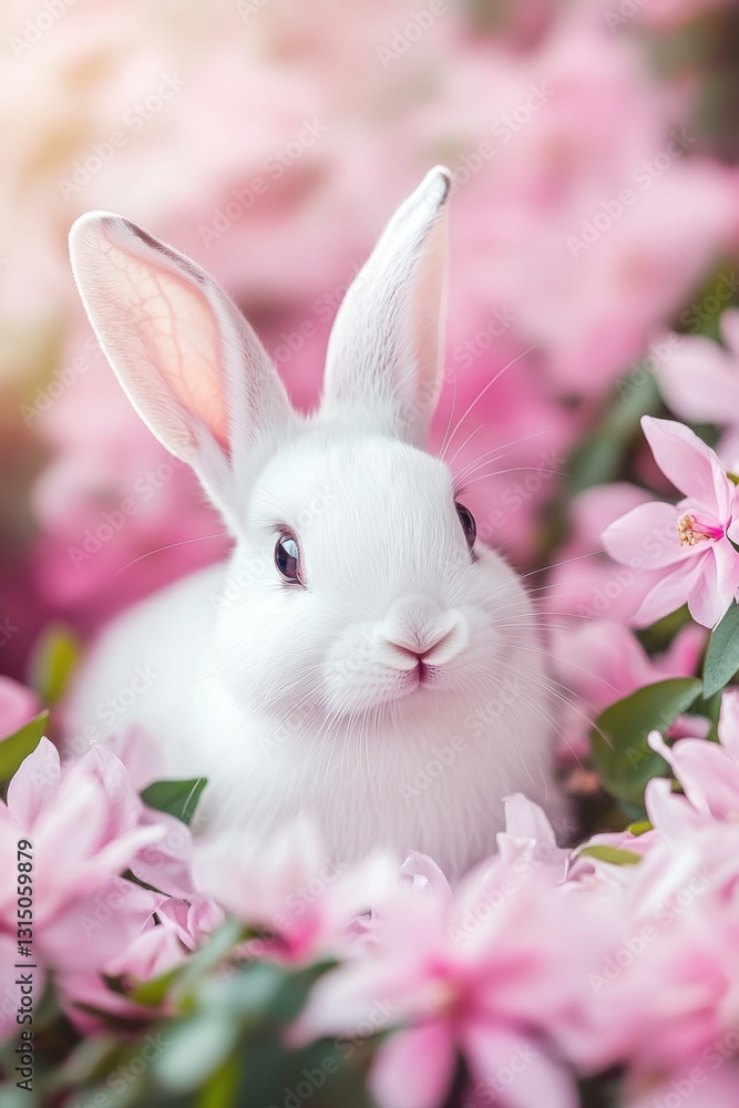 Cute rabbit in Spring field. Cute rabbit in Spring field.
