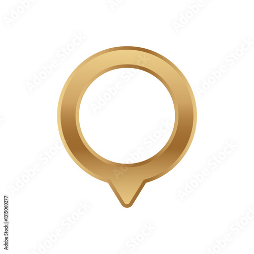 Metallic golden badge with a circular design and a small pointed tab at the bottom center.