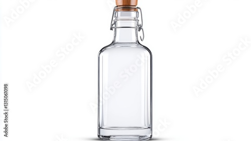 Wallpaper Mural Clear Glass Bottle with Cork Stopper and Swing Top on White Background Torontodigital.ca
