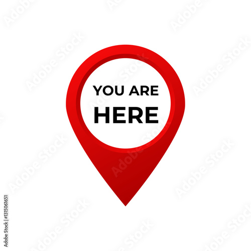 Free Download Red location pin displaying the message you are here, symbolizing navigation and spatial awareness. - GFXLoad