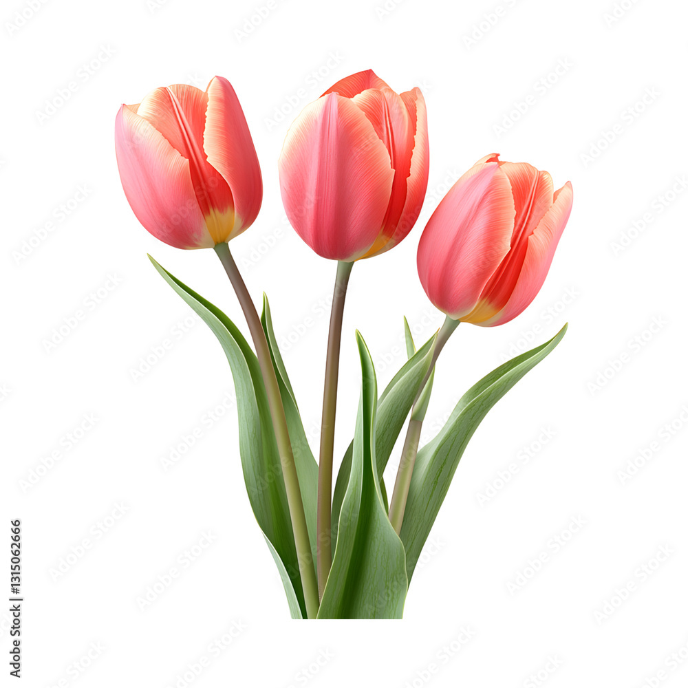 Pink Tulips Isolated on Transparent Background Pink Tulips Isolated on Transparent Background