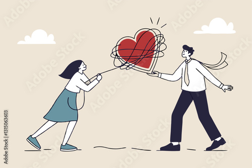 Relationship problem, disagreement or divorce, conflict or fight couple, broken family or marriage life failure, complicated relation concept, young couple fighting with relationship problem.