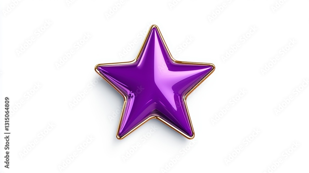 Shiny Purple Star with Gold Outline on White Background Shiny Purple Star with Gold Outline on White Background