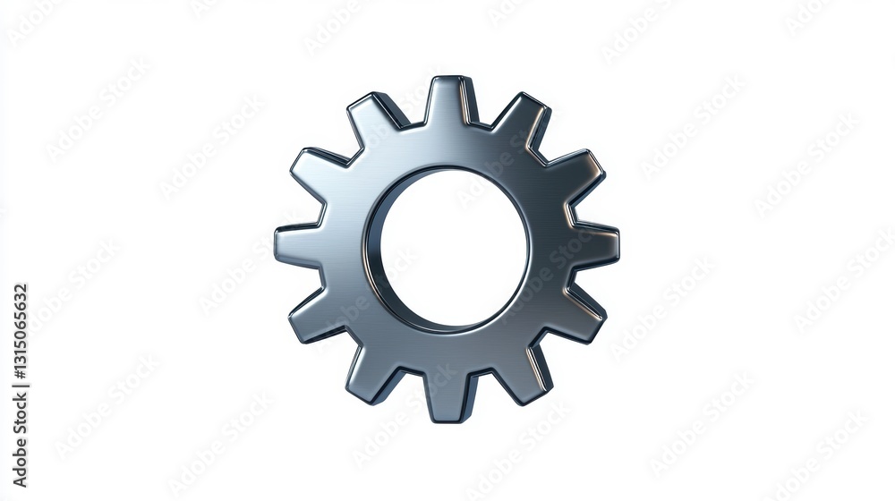 Silver Metallic Gear on White Background Silver Metallic Gear on White Background