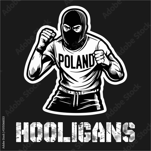 Poland Ultras Hooligan football fans vector illustration
