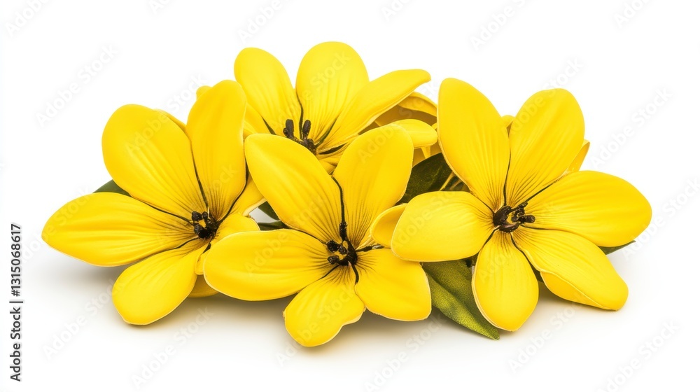 Obraz premium Vibrant Yellow Flowers on White Background