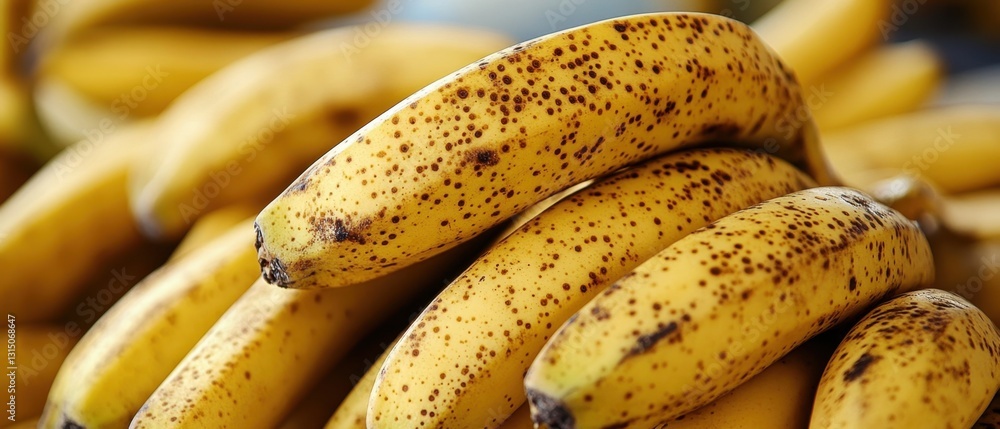 Close up of ripe bananas with brown spots ready to be eaten healthy fruit vibrant color tropical vibe Close up of ripe bananas with brown spots ready to be eaten healthy fruit vibrant color tropical vibe
