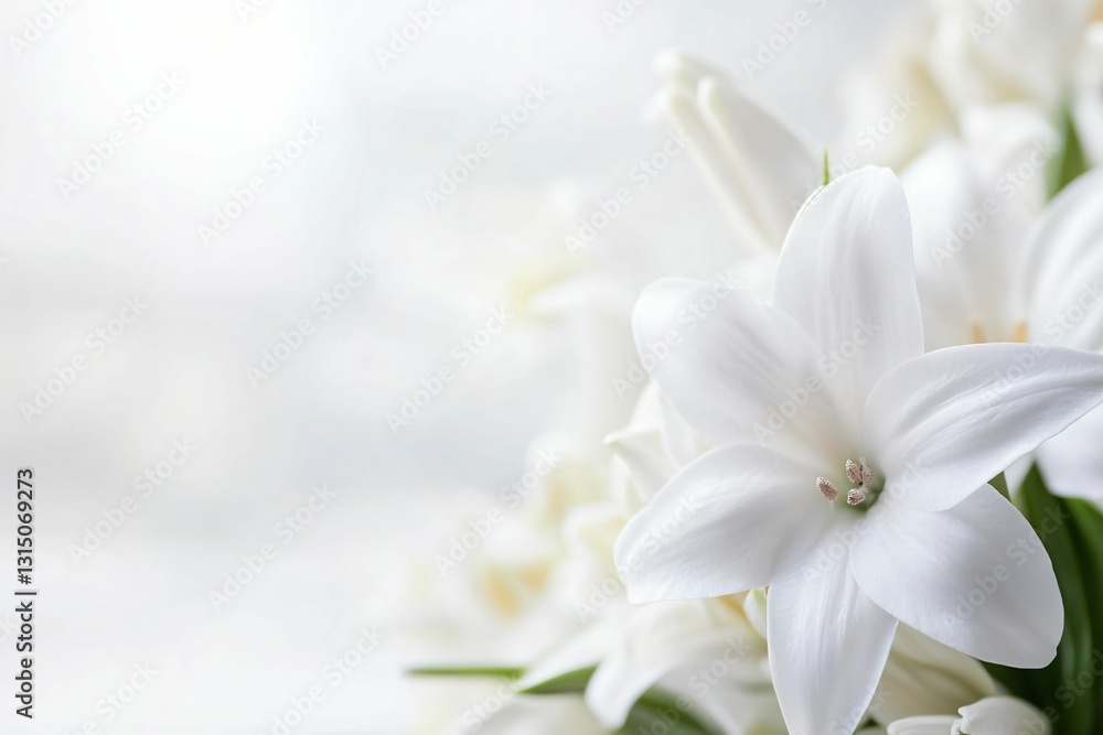 Elegant white flowers in soft focus, delicate petals against a light background, perfect for serene messages or decor. Elegant white flowers in soft focus, delicate petals against a light background, perfect for serene messages or decor.