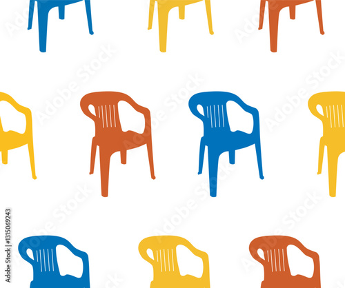 Primary colors modular chairs seamless background vector illustration 