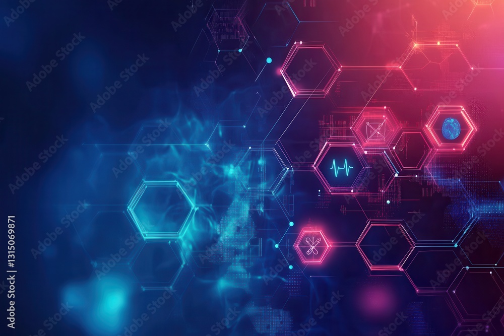 Obraz premium Innovative digital design highlighting healthcare technology and data connections in a vibrant, modern style