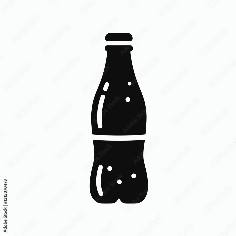 very simple flat and minimalist Soda Bottle silhouette in black on a white background very simple flat and minimalist Soda Bottle silhouette in black on a white background