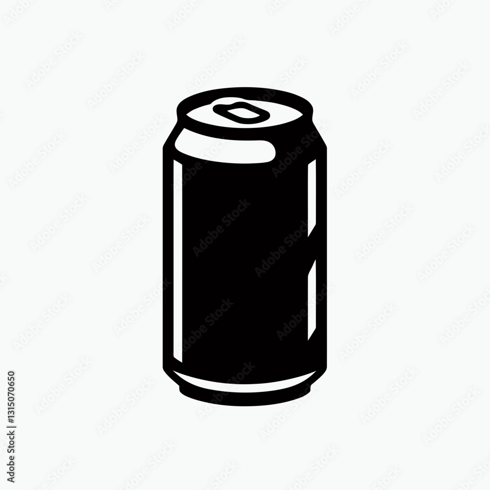 very simple flat and minimalist Soda Can silhouette in black on a white background very simple flat and minimalist Soda Can silhouette in black on a white background