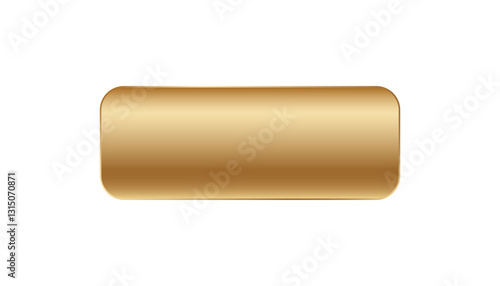 The gold rectangle is shiny and smooth, with softly rounded corners, reflecting light beautifully.