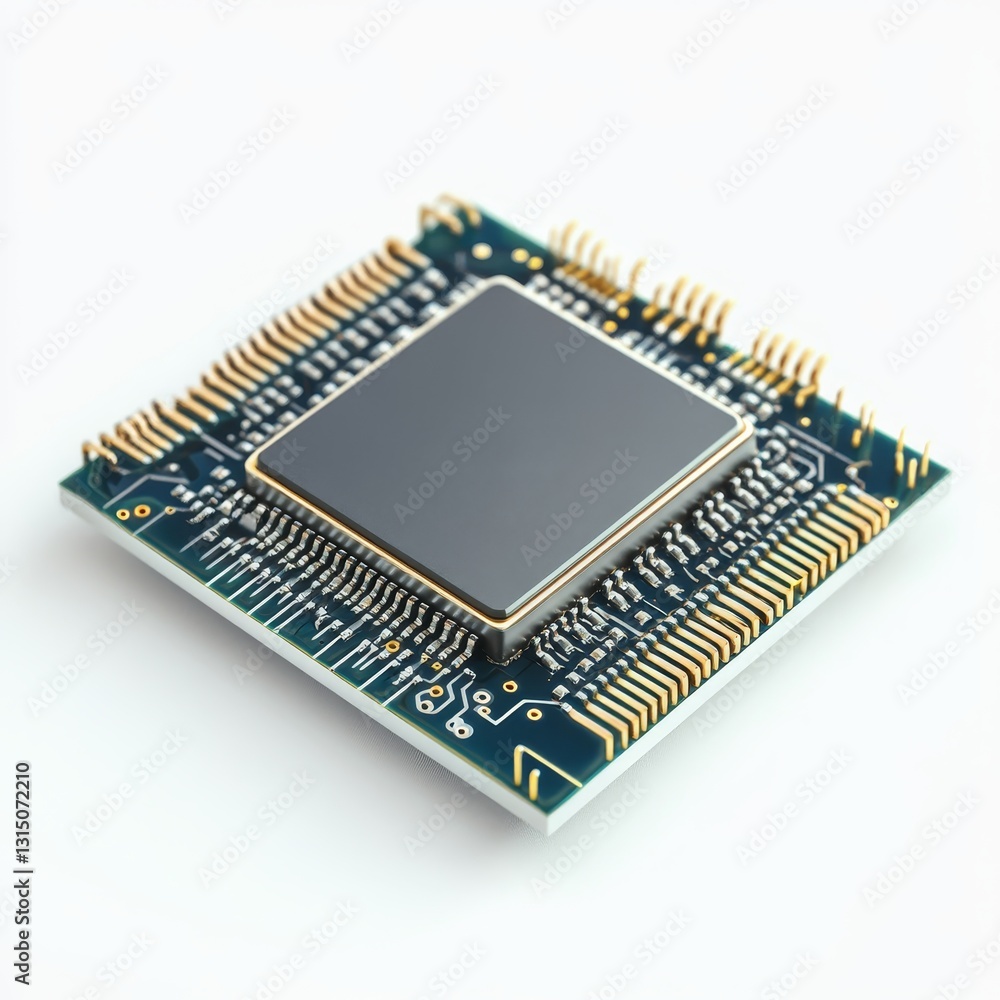 This image captures a close-up view of a modern computer microprocessor, showcasing its intricate design and technology. Ideal for technology-related projects. This image captures a close-up view of a modern computer microprocessor, showcasing its intricate design and technology. Ideal for technology-related projects.