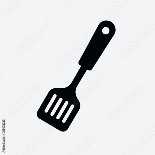 very simple flat and minimalist Spatula Handle silhouette in black on a white background