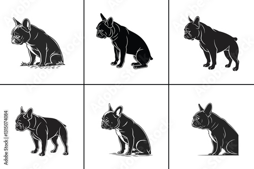 Sad French Bulldog Dog Silhouette , Vector Design Illustration