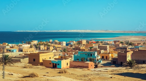 Scenic Daytime View of Dakhla: A Vibrant City in Western Sahara with Coastal Atlantic Architecture Beneath Clear Blue Skies