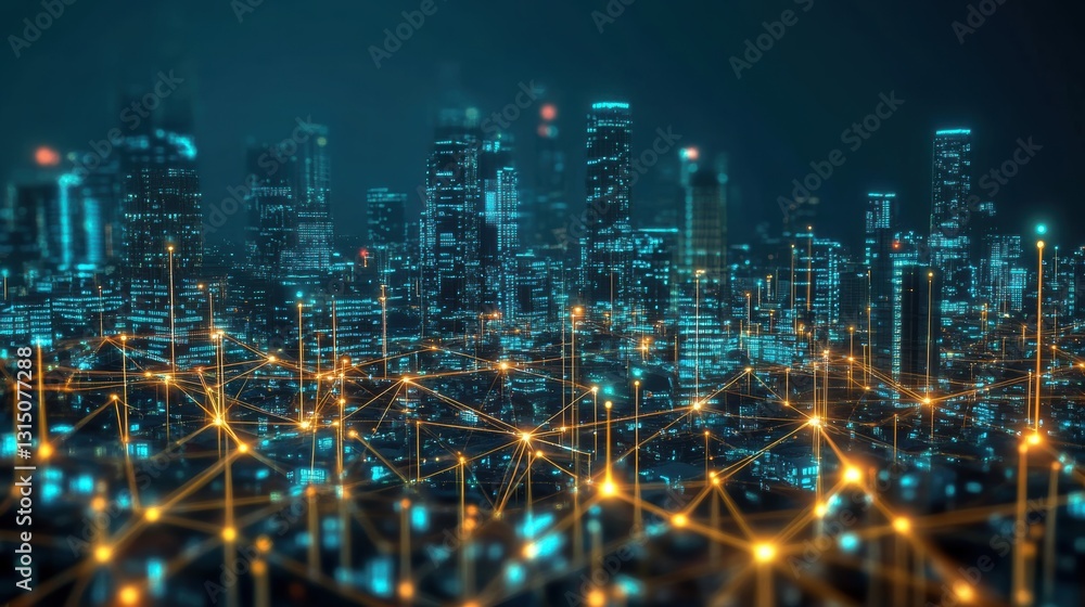 Fototapeta premium Artificial Intelligence-Powered Smart City with Data