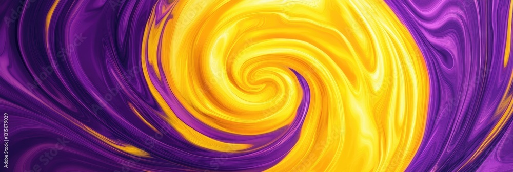 Obraz premium Vibrant Yellow Swirls. Abstract 80s Inspired Design with Colorful Fluid Patterns and Psychedelic Effects