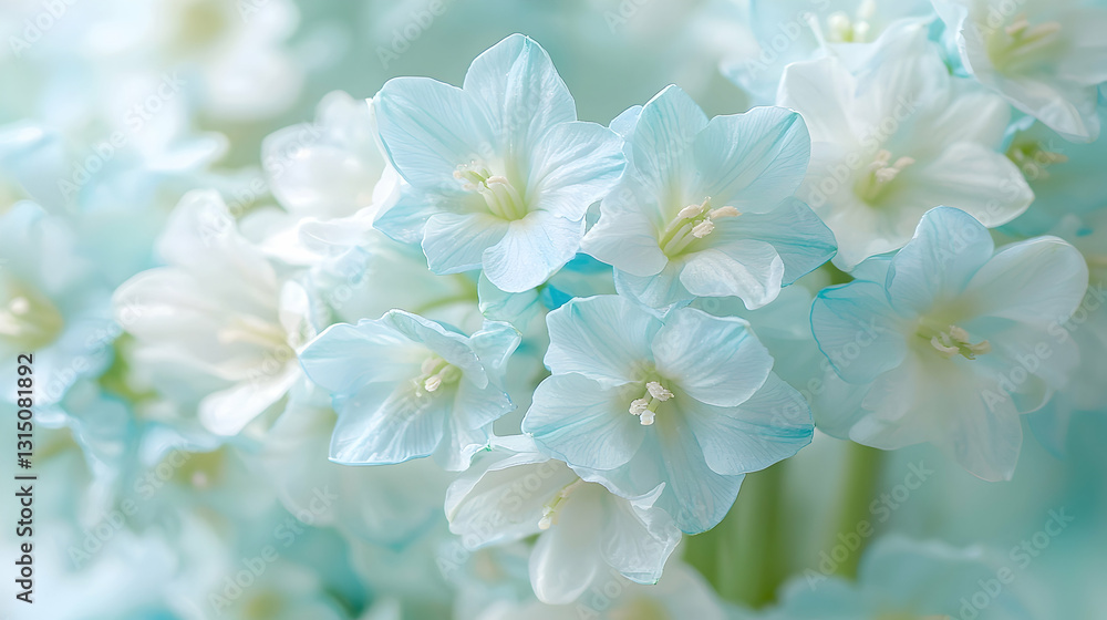 Pastel blue flowers close-up, soft focus background, spring floral arrangement, ideal for greeting cards Pastel blue flowers close-up, soft focus background, spring floral arrangement, ideal for greeting cards