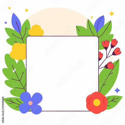 Vibrant floral frame design with blank space for text, fresh and lively