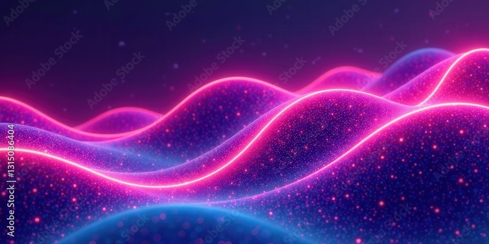 Abstract Pink and Blue Glowing Particle Waves with Bright Neon Lines, Ideal for Digital Backgrounds and Futuristic Designs Abstract Pink and Blue Glowing Particle Waves with Bright Neon Lines, Ideal for Digital Backgrounds and Futuristic Designs