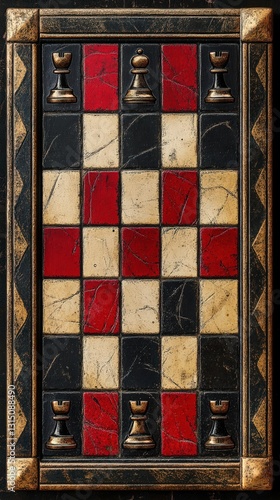 Antique Chessboard Game Decorated With Intricate Detailing